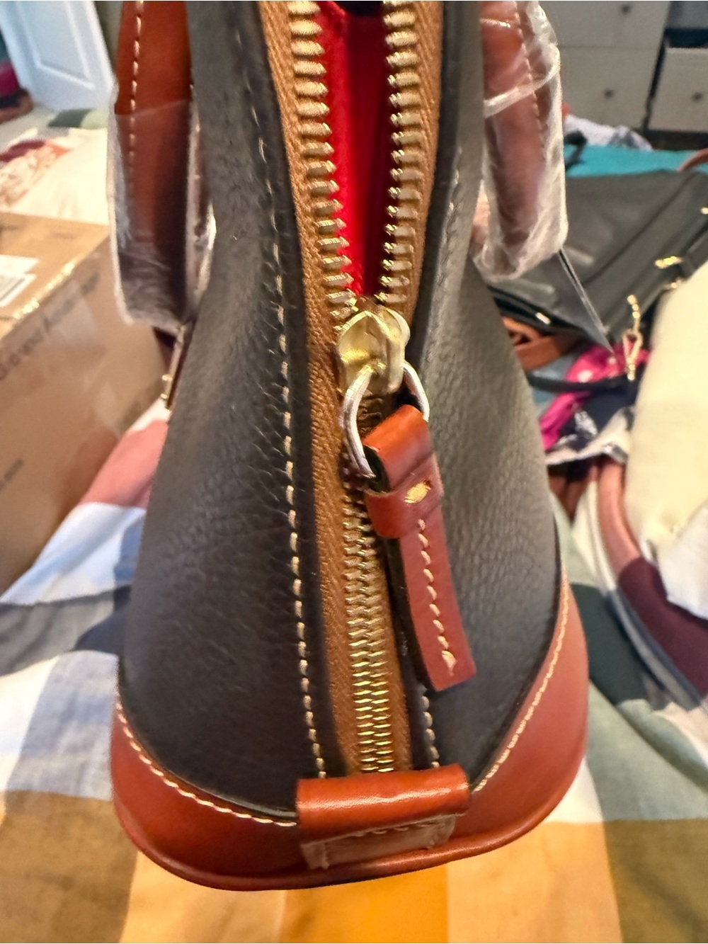 Dooney & Bourke Dark Brown Zip Zip satchel Pebble Leather.  NWT - Picture 7 of 9